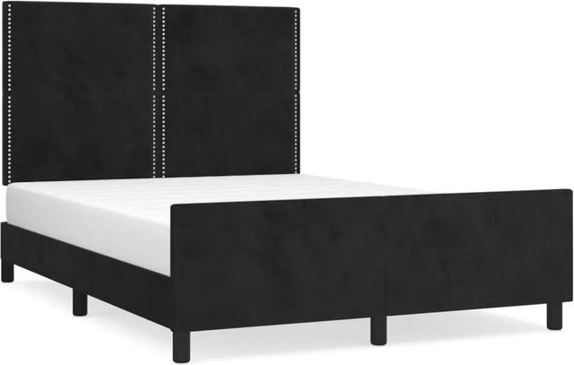vidaXL Bettgestell mit Kopfteil aus Samt in Schwarz, B/T/H: 140 x 200 x 146 cm - Bild 1