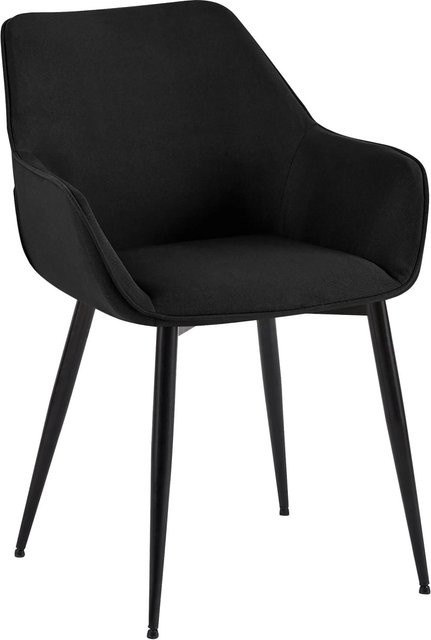 DELUKE Esszimmerstuhl NIVER in Schwarz aus Stoff und Metall, modern mit Armlehnen, B/T/H: 52 x 63 x 82 cm - Bild 1