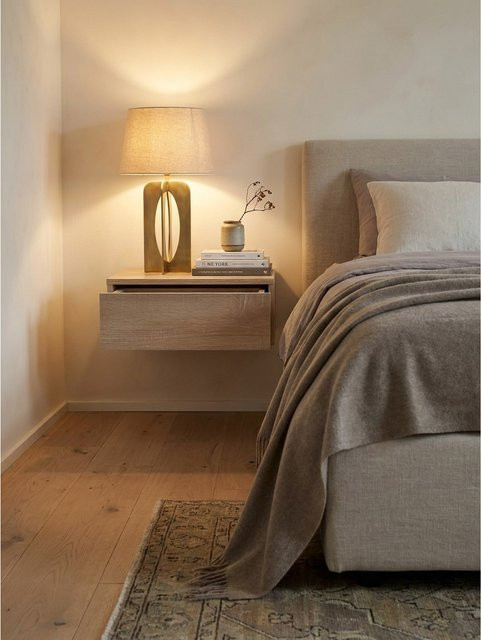 Wandmontierter Nachttisch ZADAR von KADIMA DESIGN aus Holz in Sonoma, B/T/H: 46 x 30 x 15 cm - Bild 1