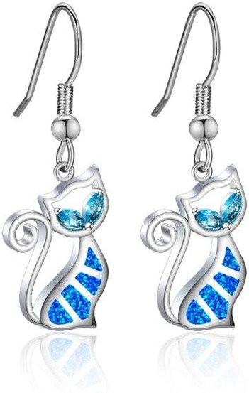 Hängeohrringe 925 Silber, Opal, Kristall, Damen, Vintage - Bild 1