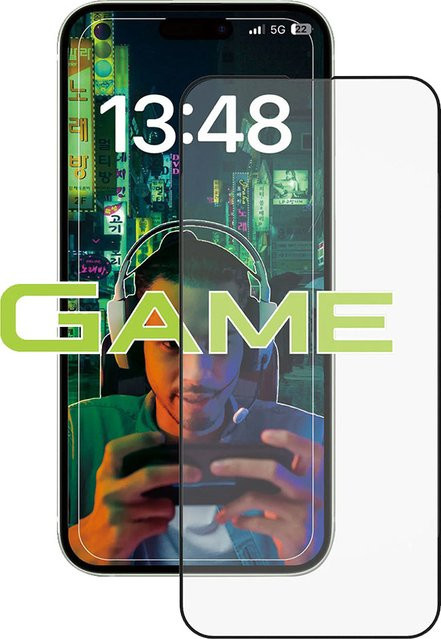 Anank Anti-Fingerprint Displayschutzfolie aus gehärtetem Glas für Apple iPhone 15 Pro Max, Schwarz, 2,5D mit Vollkleber - Bild 1