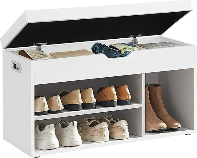Songmics Schuhbank Custos mit Kissen und 3 Fächern in Weiß - Bild 1