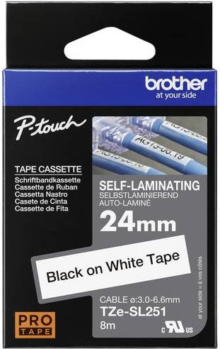 Brother TZe TZESL251 Beschriftungsband Weiß mit schwarzer Schrift, Breite: 24 mm, Länge: 8 m - Bild 1