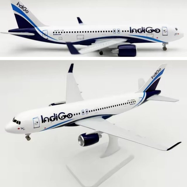 ZOCO Indigo Airlines A320 Flugzeugmodell, Metall, 19 cm - Bild 1