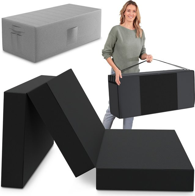 eloneo Spar-Set Klappmatratze Gästematratze Schwarz mit grauer Husse und Transporttasche B/T/H: 120 x 195 x 15 cm - Bild 1