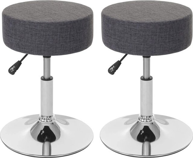 PROREGAL 2er-Set Sitzhocker höhenverstellbar und drehbar, Farbe Grau, Textil, Durchmesser: 35 cm, Sitzhöhe: 43-55 cm - Bild 1