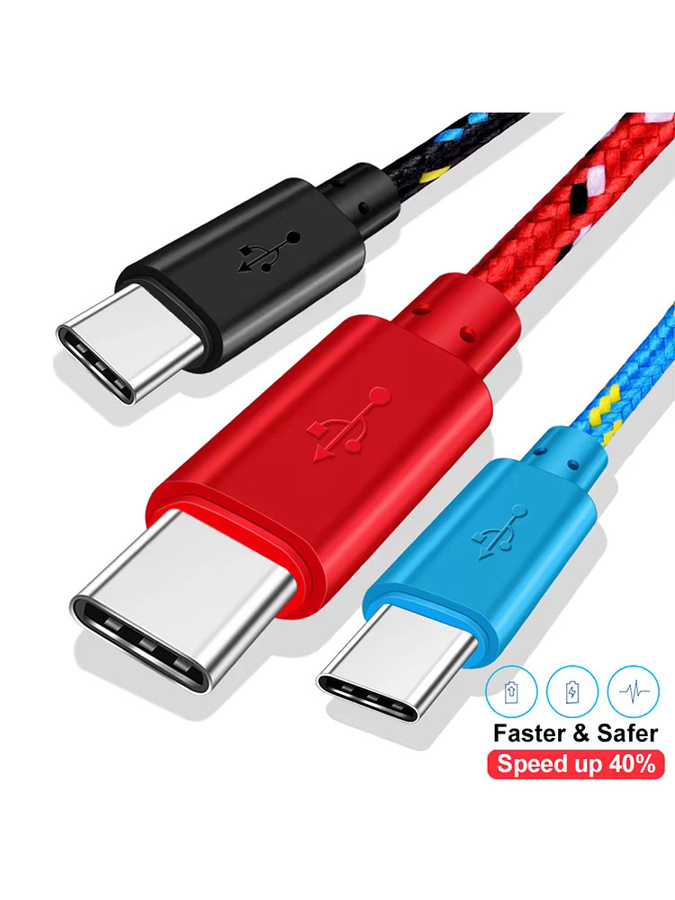 USB C Datenladekabel mit 2A Schnellladung aus geflochtenem Nylon in Weiß für Samsung, Huawei und Xiaomi Smartphones - Bild 2