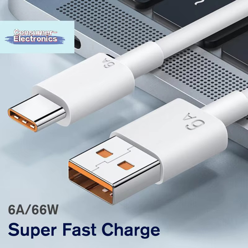 SD&HI USB Typ-C Superschnelles Ladekabel in Weiß, 2m, 6A, 66W - Bild 3