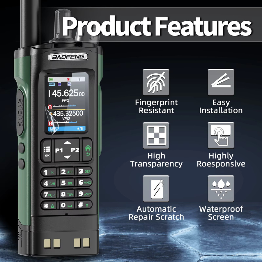 Baofeng Displayschutzfolie für UV-32 und DM-32 Walkie Talkies, transparent, kratzfest und fingerabdruckabweisend - Bild 2