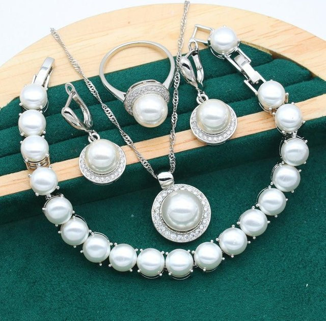 YIRAN Jewelry Schmuck-Set, Kupfer, Silber, Zirkonia, Perle, Unisex - Bild 1