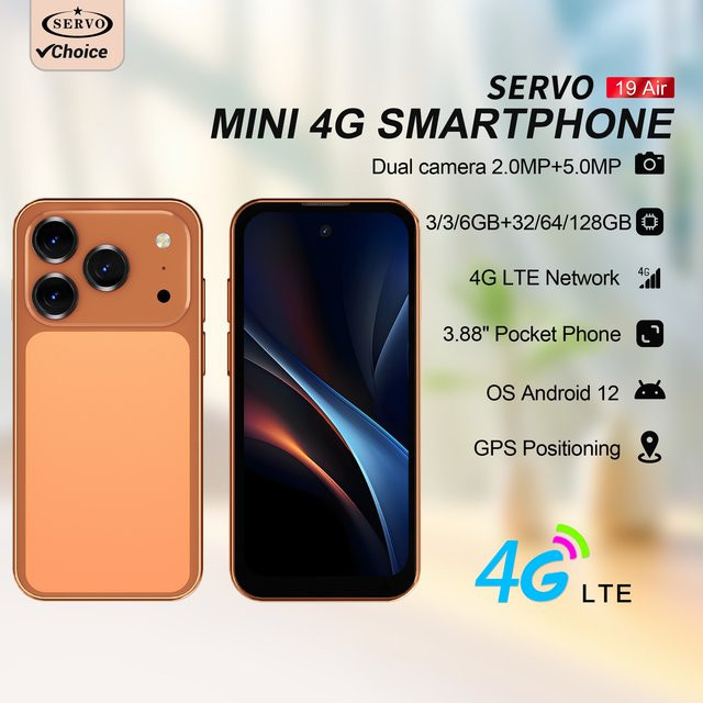 SERVO 19Air Android Mini Smartphone 4G LTE Dual SIM mit 128GB Speicher und 3,88 Zoll Bildschirm in Blau - Bild 1