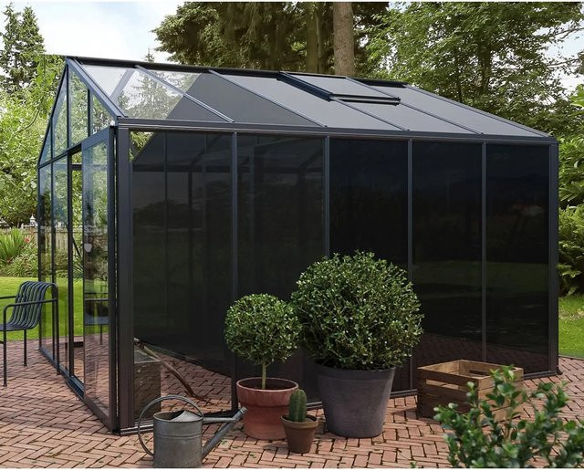 Bloomcabin Gewächshaus Klassik in Schwarz mit integriertem Stauraum, Sicherheitsglas und Belüftungssystem - Bild 1