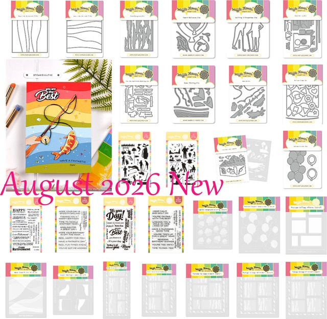 Metallstanzformen Waffelblumen August 2026 mit Ruhestandsbotschaften in Silber für DIY Scrapbook und handgemachte Karten - Bild 1