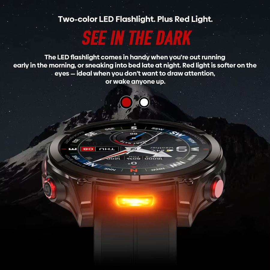 Zeblaze Stratos 4 Pro Smartwatch in Schwarz mit 1,43 Zoll AMOLED Display, Dual-Band-GPS, 5ATM Wasserdichtigkeit, Herzfrequenz- und SpO2-Monitor sowie Bluetooth-Anruffunktion - Bild 4