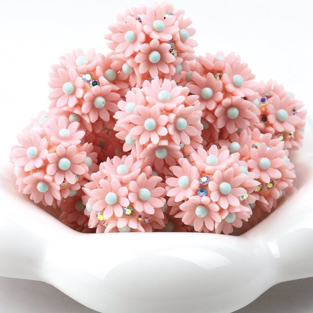NASSBORO Perlen, Acryl, Rosa, Blume, Ball, Spacer - Bild 1