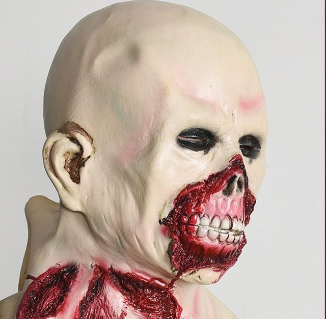 Zombie Horror Maske, Latex, Beige, ab 14 Jahre - Bild 1