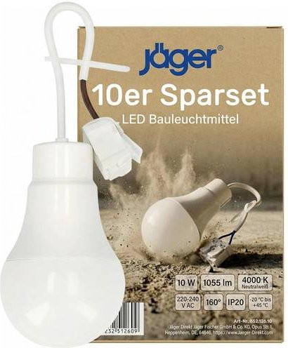 Jäger Direkt LED Bauleuchte in Weiß, 10er Set - Bild 1