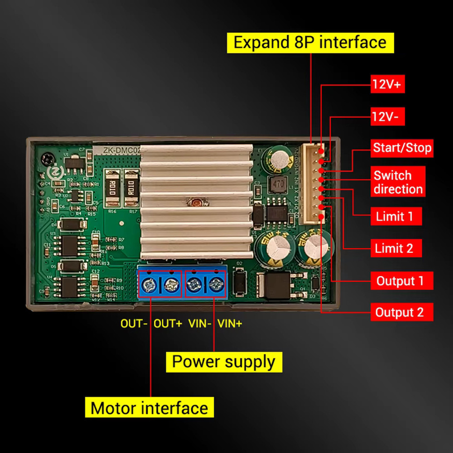 Aideepen DMC02 DC-Motordrehzahlregler mit Vorwärts-/Rückwärtsschaltung, stufenlose Einstellung, 12-30 V und MODBUS TTL Unterstützung, Schwarz - Bild 3