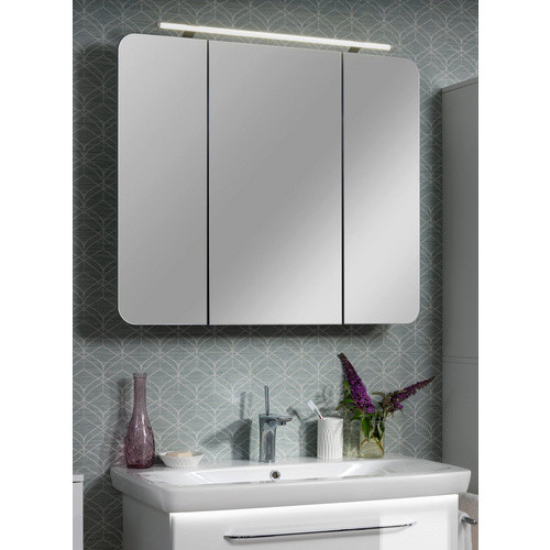 Fackelmann Spiegelschrank MILANO mit LED-Beleuchtung und Softclose-Türen, Grau/Weiß, B/H/T: 89,9 x 78 x 15,8 cm - Bild 2