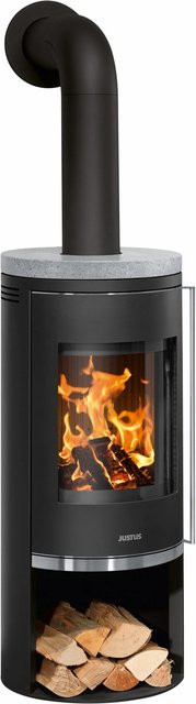 Justus Kaminofen Faro 2.0 in Schwarz mit grauem Sandstein und 6 kW Leistung - Bild 1