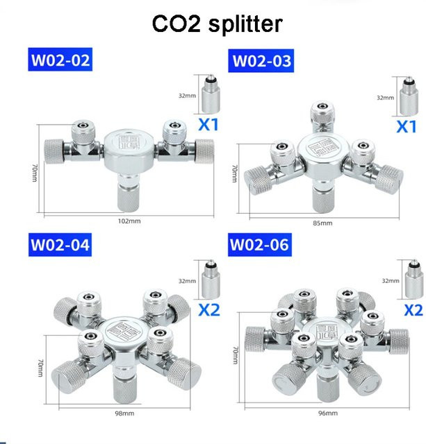 ZRDR Aquarium CO2-Mehrkanal-Verteilungsventil aus Aluminiumlegierung in Silber, wählbar mit 2, 3, 4 oder 6 Kanälen - Bild 1