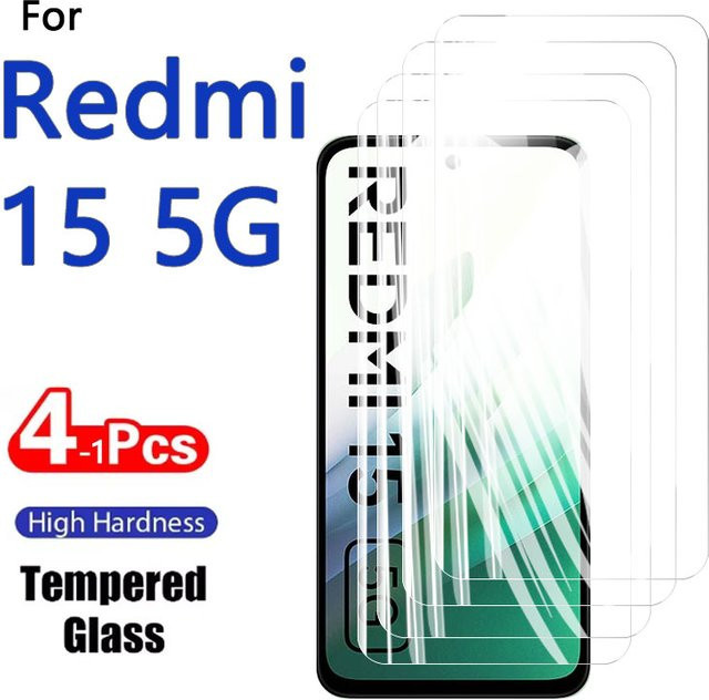 Xiaomi Displayschutzfolie aus gehärtetem Glas für Redmi 15 5G, 6,9 Zoll, transparent, 1–4 Stück - Bild 1