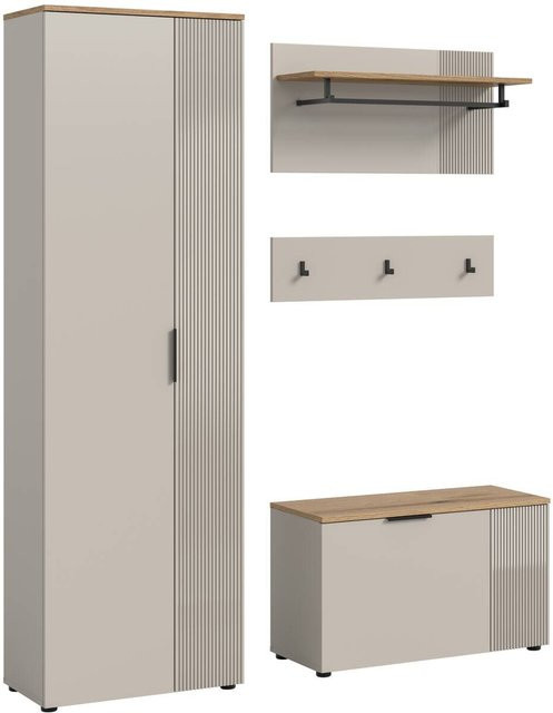 Garderobenschrank Slide von xonox.home in Kaschmirgrau mit Sitzbank und Paneel, B/H/T: 155 x 190 x 36 cm - Bild 1
