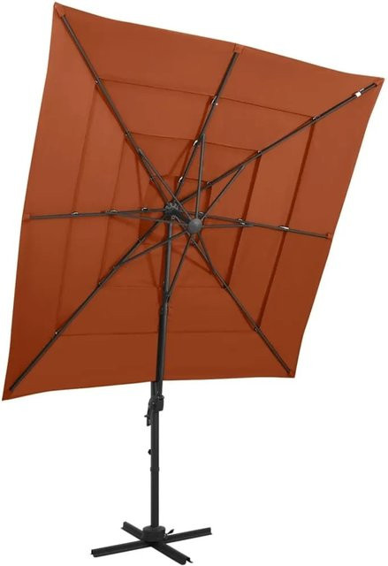 furnicato Sonnenschirm mit Aluminium-Mast in Terrakotta, 4-lagig, B: 250 cm x B: 250 cm - Bild 1
