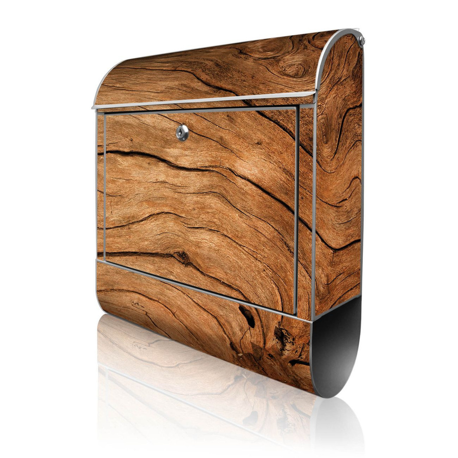 banjado Wandbriefkasten in Silber mit Motiv Trockenes Holz und Zeitungsfach, B/H/T: 38 x 47 x 13 cm - Bild 1