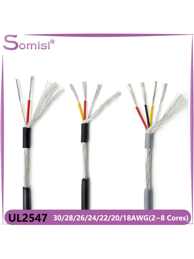 UL2547 Abgeschirmtes Kupfer-Steuerkabel für Signal und Audio mit 3,5 mm Klinkenstecker, mehradrig, Grau/Mehrfarbig - Bild 1