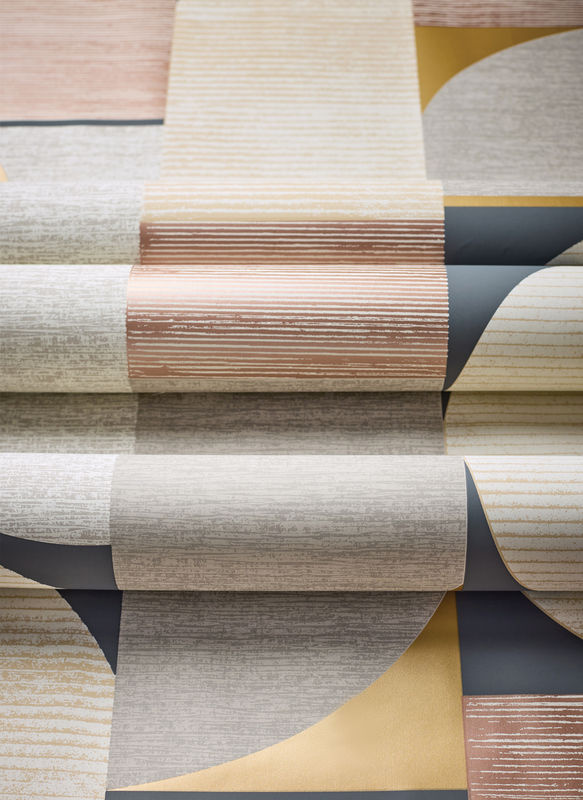Thibaut Tapete Saturn mit abstraktem geometrischem Retro-Design in Schwarz und Metallic Copper - Bild 3