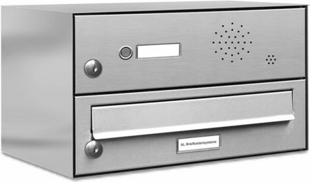 AL Briefkasten für 1 Partei, Aufputzmontage, Edelstahl, silberfarben, B/H/T: 38,5 x 23 x 27,5 cm - Bild 1
