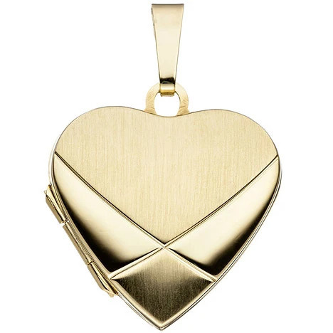 Colfem Medaillon Herz, 585 Gelbgold, mattiert, Anhänger, Unisex - Bild 1