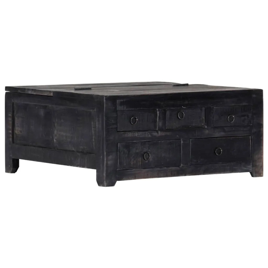 vidaXL Couchtisch aus massivem Mangoholz in Schwarz, B/T/H: 65 x 65 x 30 cm - Bild 2