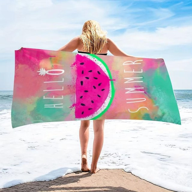 JMG Household Supplies Strandtuch mit Wassermelonen-Print, schnelltrocknend und super saugfähig, Multicolor, Breite: 40 cm, Länge: 60 cm - Bild 1