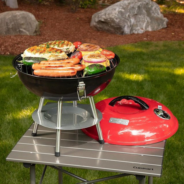 Tragbarer Holzkohle-Kesselgrill in Chrom für Camping und Outdoor, B/T/H: 38,1 x 35,56 x 0 cm - Bild 1