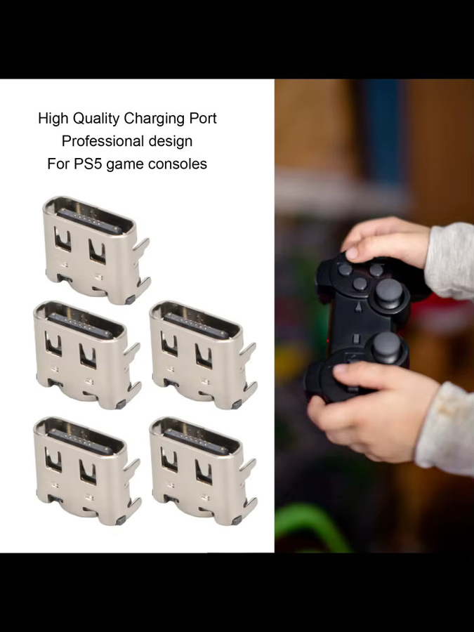 5er-Set USB-C Ladebuchsen Ersatz für Sony PlayStation 5 PS5 Controller Gamepad Ladeanschluss in Silber - Bild 3