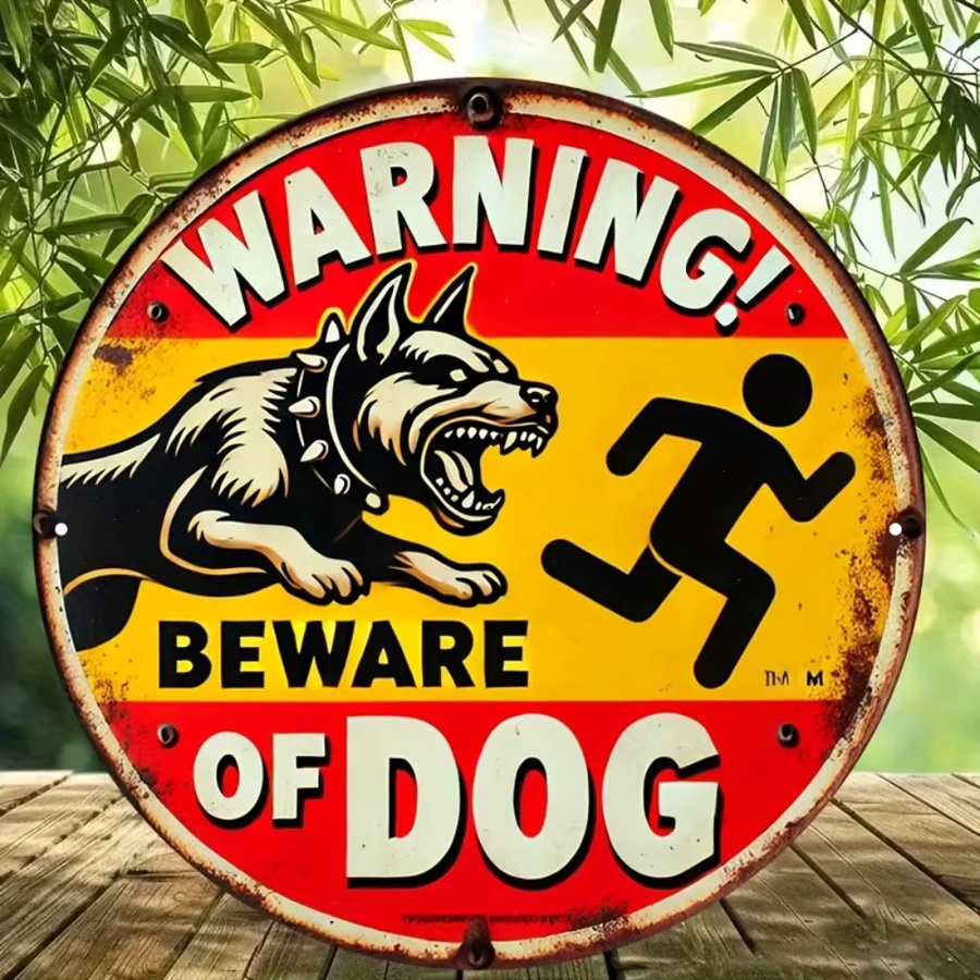 CIFBUY Vintage Vorsicht Hund Warnschild aus Aluminium für den Garten - Bild 2