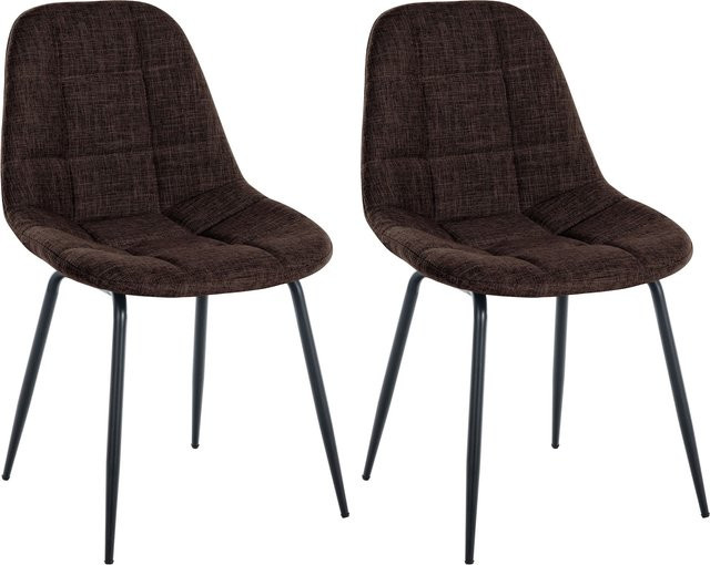 CLP 2er Set Esszimmerstühle Tom in Braun mit Kunstleder oder Stoffbezug und Metallgestell - Bild 1
