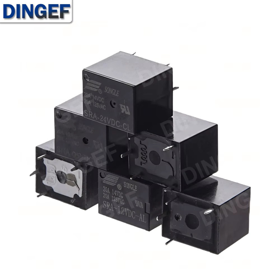 5er Set DC Power Relais SRA-Serie für PCB Typ in Schwarz, erhältlich als 5V, 12V oder 24V mit 20A und 4-Pin oder 5-Pin Ausführung - Bild 2