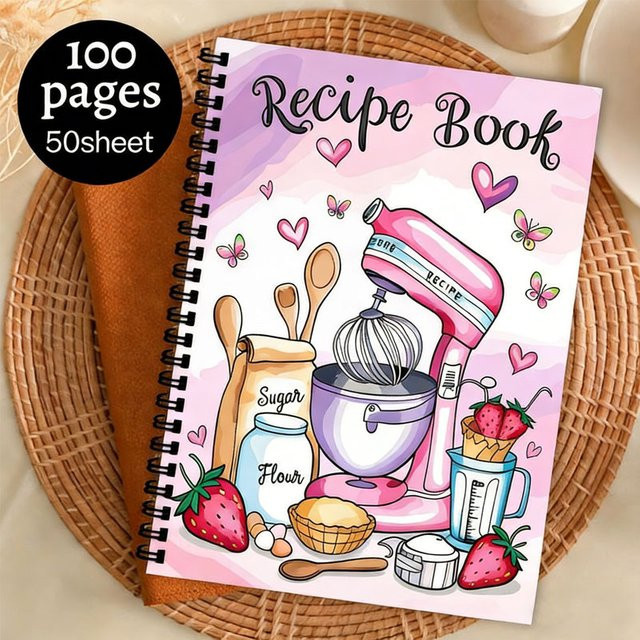 Rekordhaus Rezept-Logbuch als leeres Kochbuch mit 100 Blatt für deine Mahlzeiten und Backrezepte, Softcover, Mehrfarbig - Bild 1