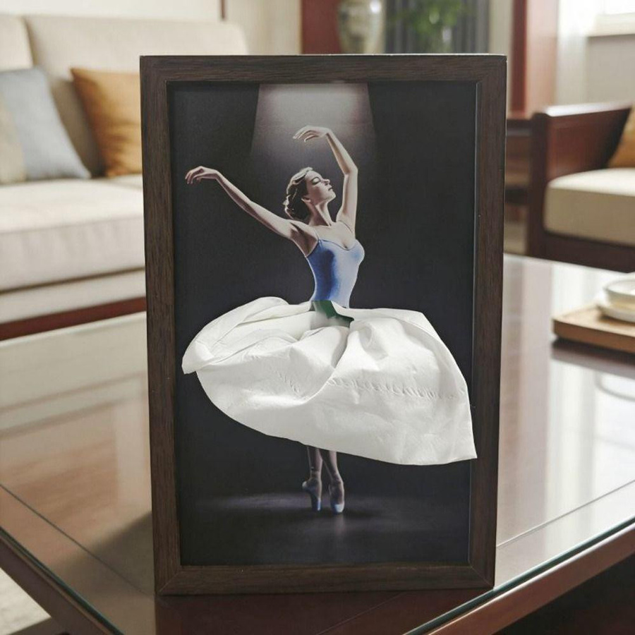 BooPai Holz-Taschentuchbox Ballett Design in Braun, Tischdeko Serviettenhalter aus Holz - Bild 8