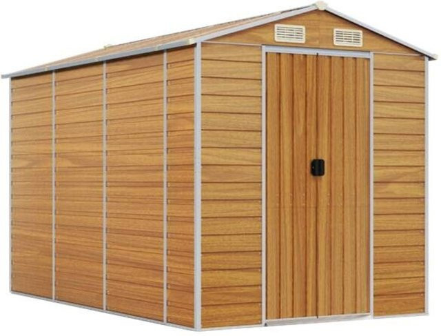 vidaXL Gartenhaus aus verzinktem Stahl in Braun B/H/T: 191 x 198 x 300 cm - Bild 1