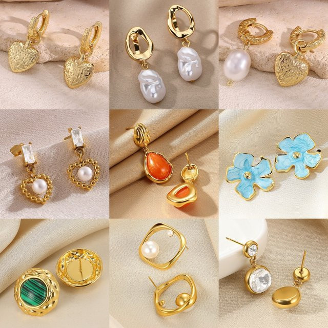 HPTOTMG Ohrringe, Kupfer, Gold, Perle, Damen - Bild 1
