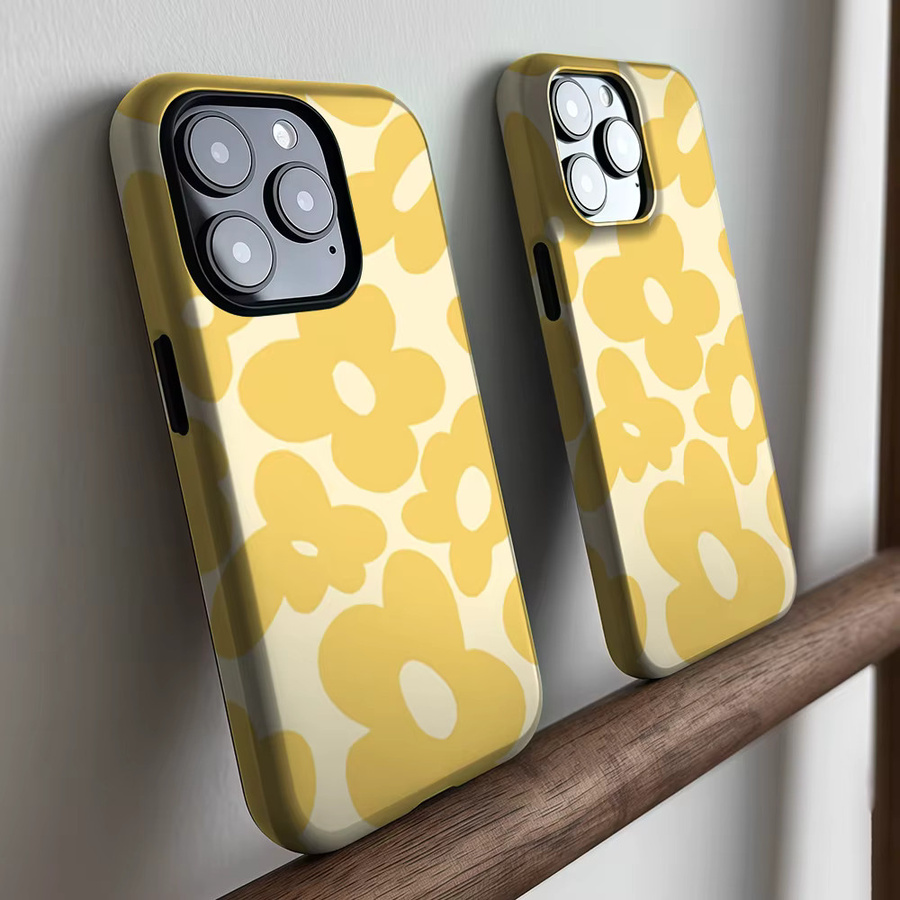 CaseLumi Matte Bumper MagSafe Hülle für iPhone 17 16 15 14 13 Pro Max mit gelben Blüten - Bild 2