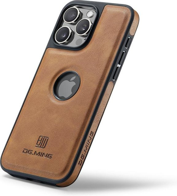 Yiran Lederhülle für iPhone mit starkem Magnet für MagSafe und Logo-Ansicht, Braun - Bild 1