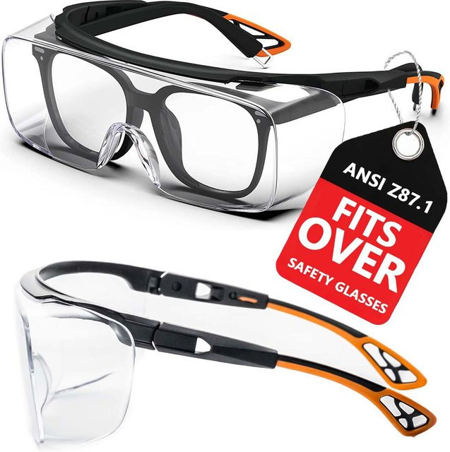 VOPHA Schutzbrille HM6-Modell über der Brille, transparent, beschlagfrei und kratzfest, ANSI Z87.1 mit Seitenschutz - Bild 1