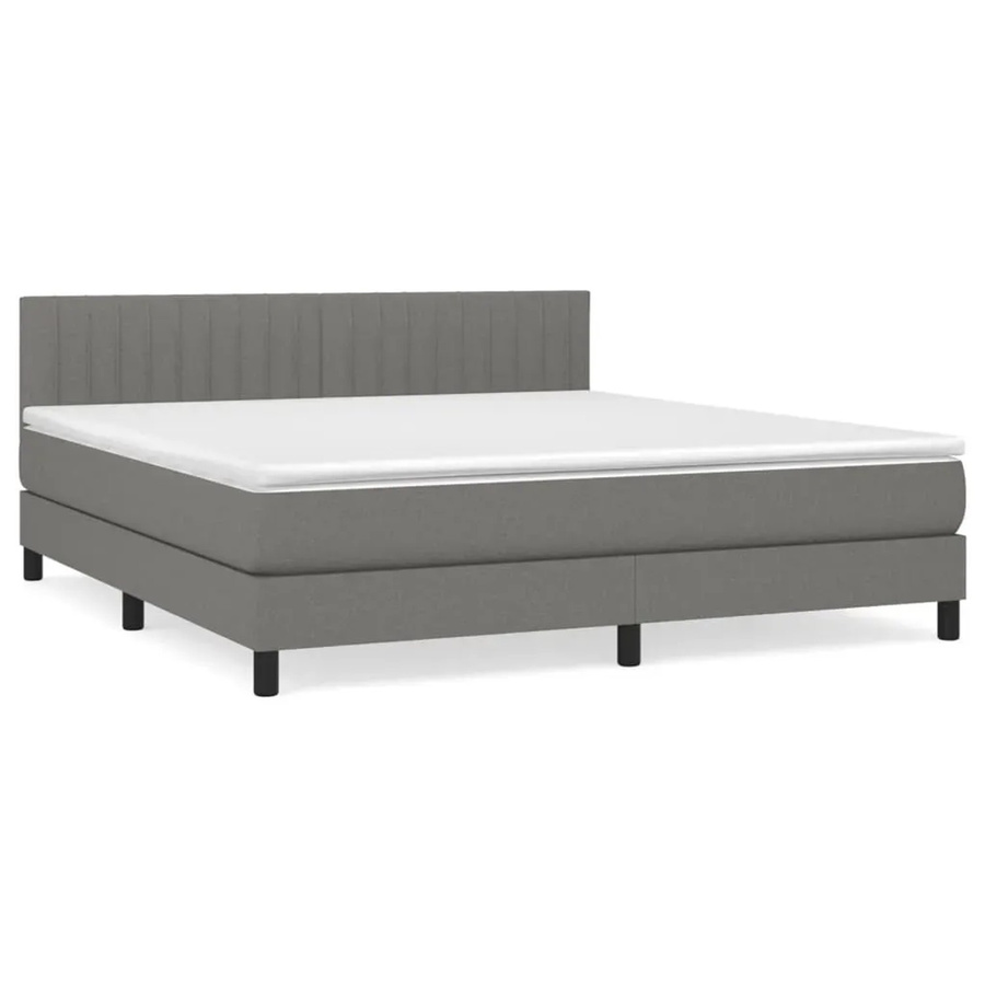 vidaXL Boxspringbett mit Matratze und Kopfteil in Dunkelgrau, Hybrid-Bett mit Taschenfederkern, B/T/H: 160 x 200 cm - Bild 2