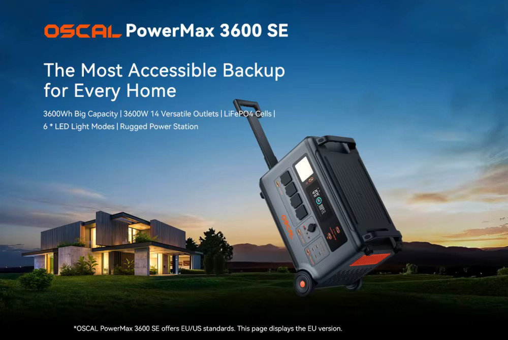 Oscal PowerMax 3600 SE Tragbare Powerstation in Grau mit 3600Wh LiFePO4-Batterie, 3600W Sinuswellen-Ausgang und App-Steuerung - Bild 5