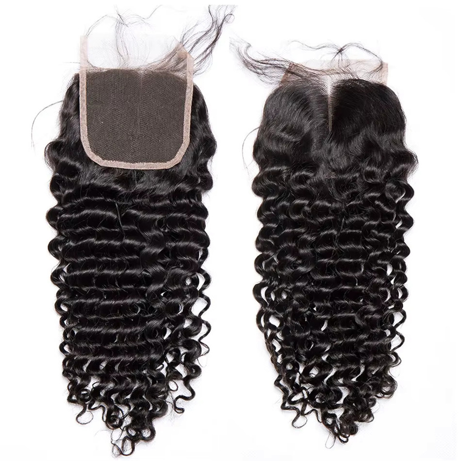Dula A Hair Lace Closure, Peruanisches Echthaar, Glatt und Tief Gewellt, Unisex - Bild 3